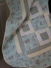 Humpty Dumpty" Handmade Child Quilt Green and Yellow 100% Cotton,Machine Quilted Bedspread price
