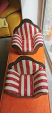2 Anciens FAUTEUILS de poupée - Tissu et bois - style Bridge - RARE Armchair et Bergere price