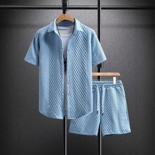 Men's Shirt Casual Loose Short Sleeves Shorts Suit Suit homme price