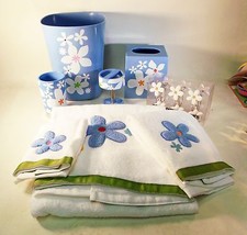 9 Piece Bloomers Bath Accessory Set - Shower Hooks, Dispenser, Towels,  Tumbler Bath Towel price