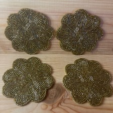 Sous de Verre Coasters Perlé Fait À La  Main Fleurs Couleur Doré Lot 4 Pièces Coaster price