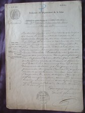 acte de naissance préfecture de la Seine 1880 Paris copie 1888 papier timbré Copie papier price