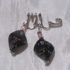 Clips Boucles d'oreilles argenté perles verre noir  Swarovski "PÉTALES NOIRES" Swarovski boucles d'oreilles price