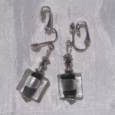 Clips Boucles d'oreilles argenté perles verre noir Swarovski "JOUR ET NUIT" Swarovski boucles d'oreilles price