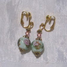 Clips Boucles d'oreilles doré perles verre vert anis Swarovski "FLEUR VERTE" Swarovski boucles d'oreilles price