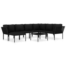 Salon De Jardin Ensemble Canapé Banquette D'angle Fauteuil Repose Pied Table PVC Angle canapé / Ensemble price