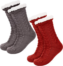 Boao 2 Paires Chaussettes Slipper Chaud Pour Femme Chaussettes Fuzzy De Noël Dou Slipper chaussettes femme price