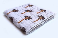 Multi Palm Tree Indien Main Bloc Imprimé Bébé Couette Coton Rempli Couvre-Lit Lit bébéspread ensemble price
