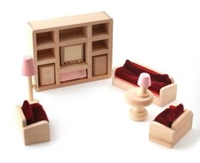 Melody Jane Maison de Poupée Ensemble Salon Rose Bois Canapé Rouge 3 Ans + Déco chambre et Lounge ensemble price