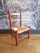 CHAISE ENFANT PAILLE VINTAGE-haut assise 24 cm-DESIGN 70 80-BOIS Haut chaise price