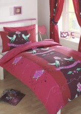 SET HOUSSE DE COUETTE LIT SIMPLE TATOUAGE AMOUR ROSE OISEAUX VÉRITABLE AMOUR CERISE PRUNE REVERS Textile de chambre & ensemble trousseau price