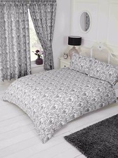 SET HOUSSE DE COUETTE LIT SIMPLE ANNETTE DAMASSÉ FLORAL NOIR BLANC POLYCOTON LITERIE Textile de chambre & ensemble trousseau price