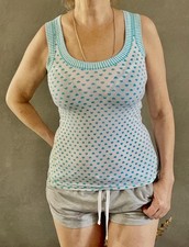 Top noisette bustier cœur neuf débardeur haut  t  XS turquoise bleu coton Bustier price
