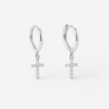 Boucles d'oreilles Créoles Croix - anneaux Croix en Argent 925 Argent boucles d'oreilles price