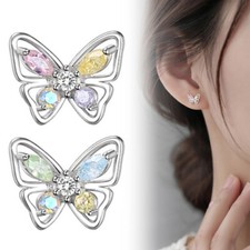 925 Boucles d'oreilles Boucles d'oreilles argent cristal papillon coloré Femmes Argent boucles d'oreilles price