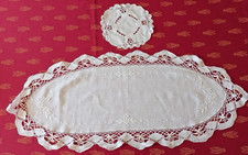 Chemin de table ancien brodé et napperon rond assortis  (46) Chemin de table price