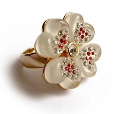 bague plaqué or jaune cristal swarovski Fleurs résine pétale coeur rouge blanche Swarovski bague price