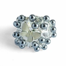 bague plaqué or blanc cristal swarovski perles nacrées grises papillon blanc Swarovski bague price