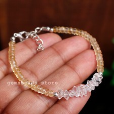 Bracelet en argent sterling 925 citrine + pierre précieuse quartz diamant Her... Bracelet en diamant price