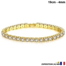 Bracelet en zircon cubique diamant doré gold 4mm - 19cm Bracelet en diamant price