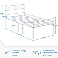 Cadre de lit Simple en métal avec Sommier pour Adultes Grande Espace en Lattes Cadre de lit price
