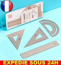 ✅ Ensemble 4 PCS Dessin Aluminium Règle école Equerre Rapporteur Métal Angle Ensemble équerre price