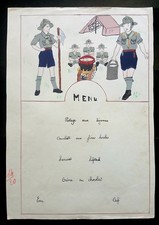 Dessin sur Papier canson 1944 1945 menu scout scoutisme 21/29,7cms Dessin papier price