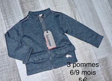 3 Pommes 6 / 9 mois  Fille Hiver : Gilet Cardigan Gris Zippé État Neuf Cardigan fille price