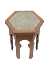 Table d'appoint en bois avec verre GUELIZ - par bazar marocain Console meubles price