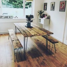 Table échafaudage et bancs avec pieds en épingle à cheveux Console meubles price