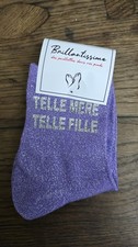 chaussettes à paillettes à message Telle Mère Telle Fille Mauve taille unique Chaussettes fille price