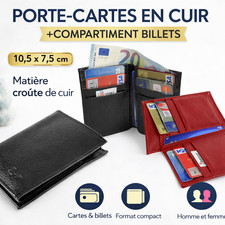 Porte-cartes cuir avec compartiment billets – Mini portefeuille compact Portefeuille unisexe price