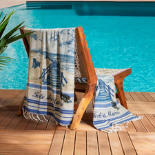Fouta Beach Towel Horizon 100x200 cm 100% Coton avec Franges Plage Towel price