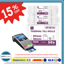 Rouleaux Thermiques Compatibles POS 57x35x12 - 50 Rouleaux Bancomat Caisse Caisse registre et pos Roll price