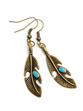 Boucles d'Oreilles Plume Turquoise Émail Style Amérindien Bronzé Costume Mode Costume boucles d'oreilles price