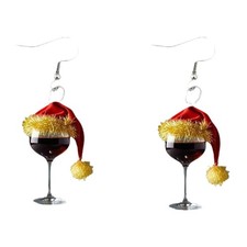 Boucles d'oreilles de Noël en verre à vin, breloques, accessoires de costume Costume boucles d'oreilles price