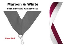 RUBANS MÉDAILLES MARRON & BLANC LANIÈRES AVEC CLIP 22mm TISSÉ PAQUETS DE 10/25/50/100 Ribbons price