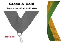 RUBANS MÉDAILLES VERTES ET OR LANIÈRES ET CLIP 22mm PACKS TISSÉS 25/10/50/100 Ribbons price