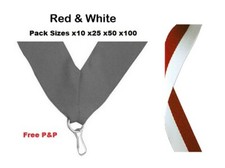 RUBANS MÉDAILLE ROUGE & BLANC LANIÈRES AVEC CLIP 22mm TISSÉ PAQUETS DE 10/25/50/100 Ribbons price