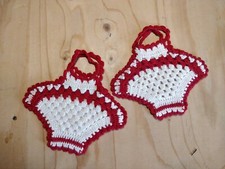 Gants mitaines de four vintage fait main au crochet rouge blanc Kitchen Glove price