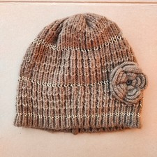 Bonnet femme laine tricot marron doré vintage – bohème Bonnet femme price