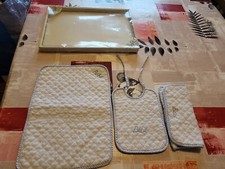 brodé pour repas bébé /bavoir/porte serviette/set de table VINTAGE 100% COTTON Feeding ensemble price