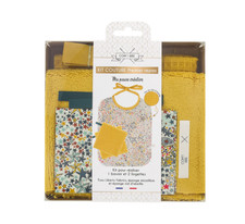 Kit de couture set premier repas pour bébé en tissu liberty et éponge jaune Feeding ensemble price