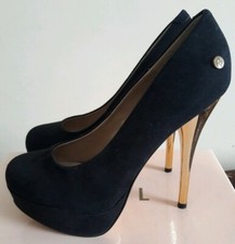 Chaussures à talons dorés en simili daim noir pointure 5 Evening chaussures price