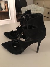 Topshop « brillant » SUEDE NOIR chaussures de soirée femmes talons aiguilles UK5 portées une fois prix conseillé 52 £ Evening chaussures price