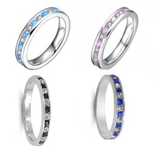 STERLING SILVER WEDDING BAND - Blue - Light Blue - Pink - Black Eternity Ring Argent mariage Band price