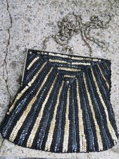 SAC de SOIREE ART DECO PERLES noiresSEQUINS or C.MARCHI Black Beaded Evening Bag Evening sac price