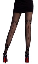 Collant Voile Noir Opaque Noeud Jacquard Couture Pantyhose SEXY BAS NEUF Pantyhose price