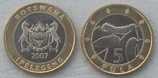 Botswana 5 Pula Monnaie De Cours 2007 Chenille KM# 30 Splendide. Chenille price