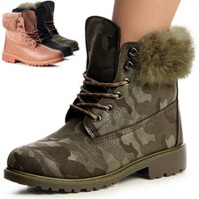 Femmes Travailleur Bottes Bottines à Lacets Fausse Fourrure Chaud Paillettes Bottes femme price